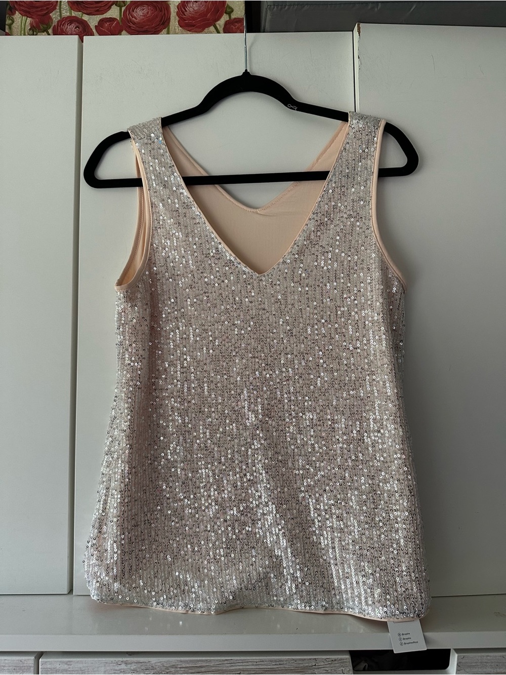 ✨ CUPSHE Champagne Sequin Sleeveless Party Tank Top Size Small NWT ✨